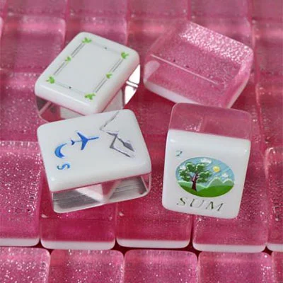 Pink Cartoon Emoji Mahjong Set